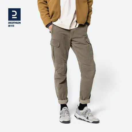 迪卡侬休闲裤男秋冬宽松直筒工装裤男运动大码厚休闲保暖裤子ODT2图片