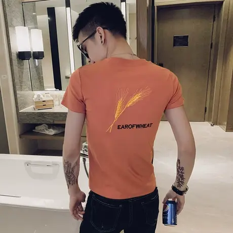 修身短袖男ins潮牌个性百搭夏季t恤潮流2023新款原宿超火cec半袖商品大图