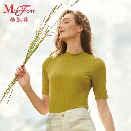 【轻暖】曼妮芬小木耳肌衣小高领外穿时尚内搭秋衣女舒适打底衣商品大图