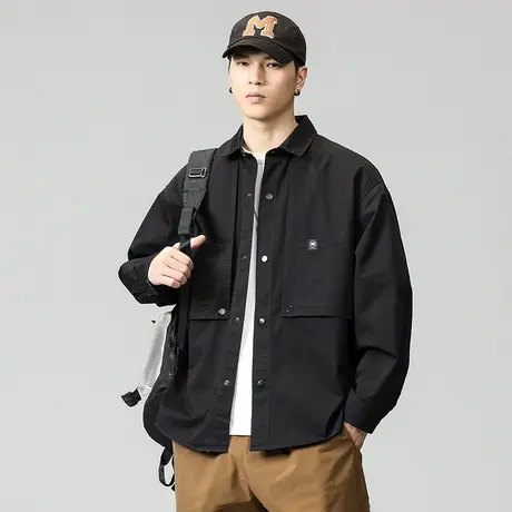 时尚潮流外套纯色男士百搭工装外套多色可选休闲夹克潮流外套男款图片