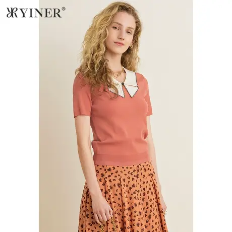 YINER音儿女装夏季时尚气质毛针织衫套头上衣图片