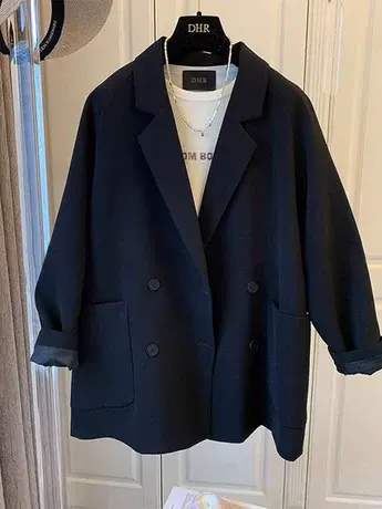 黑色西装外套女2024春季新款时尚宽松休闲职业通勤垂感长袖小西服商品大图