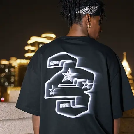 Nuthink加肥加大欧美潮牌t恤宽松大码半截袖男上衣短袖男款夏季潮商品大图