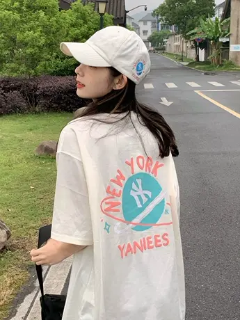 纯棉短袖t恤女ins潮牌小众设计感夏季圆领宽松韩版chic港味上衣服商品大图