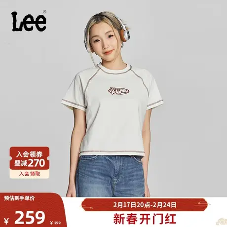 Lee24早春新品舒适版短款圆领插肩袖女短袖T恤休闲潮LWT0082354LE图片