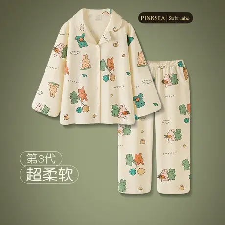 Pinksea睡衣女纯棉长袖春秋新款家居服可爱卡通可外穿大码套装商品大图