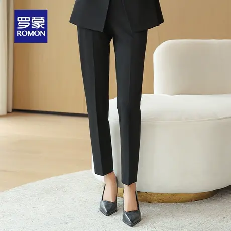 罗蒙女士休闲西裤2024春季新款商务百搭气质通勤显瘦直筒工装长裤商品大图