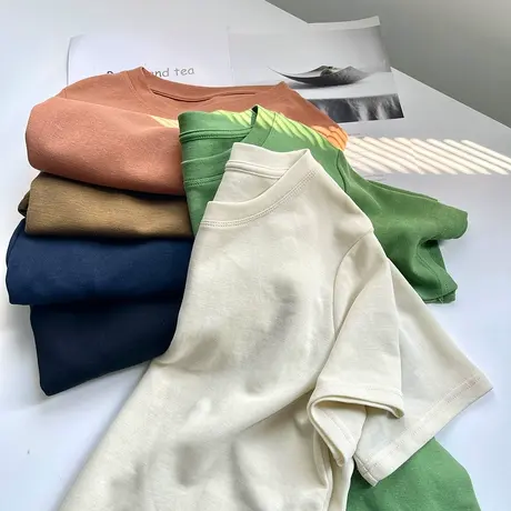 享永子【都是好看的颜色】夏季舒适透气纯色短袖棉T恤女休闲上衣图片