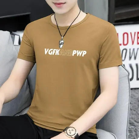 莫代尔冰丝t恤男士短袖2023新款夏季速干凉感半袖印花圆领上衣服商品大图