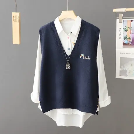 V领针织马甲背心女秋冬外搭坎肩叠穿小香风毛衣坎肩女款春秋上衣图片