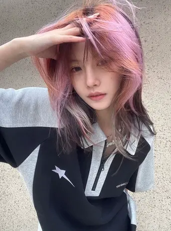 撞色插肩短袖t恤女polo领夏季美式复古设计感小众宽松半袖上衣潮商品大图