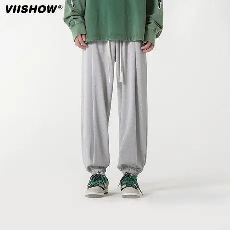 VIISHOW运动休闲裤男生春秋季束脚裤卫裤宽松黑色美式男款长裤子商品大图