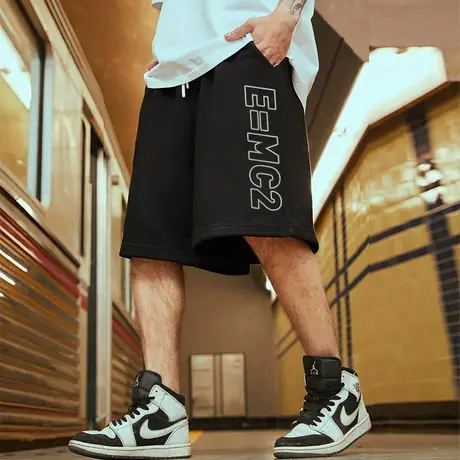 夏季字母宽松短裤男潮牌ins运动裤加肥加大五分裤大码裤子篮球裤商品大图