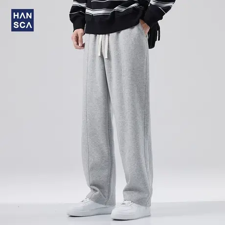 hansca重磅直筒卫裤男潮牌春季新款灰色美式宽松休闲垂感运动长裤商品大图