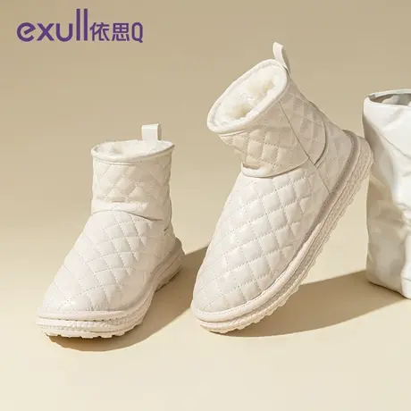 依思Q雪地靴女冬季2023新款加绒加厚韩版潮流加绒保暖外穿雪地靴图片