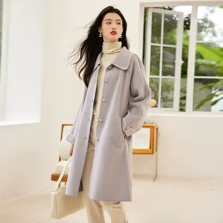 时尚气质长款毛呢大衣2022年冬季新款淑女温柔减龄显瘦中长款外套商品大图
