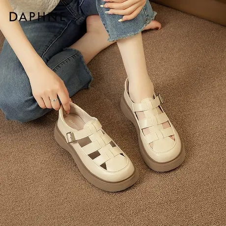 达芙妮软底罗马凉鞋女2025新款夏季厚底外穿小个子脚宽编织猪笼鞋商品大图