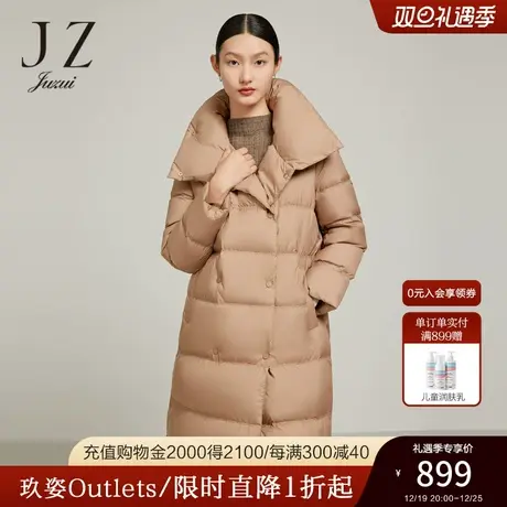 JZ玖姿官方奥莱热能羽绒服冬新款立领加厚保暖双排扣白鸭绒外套商品大图