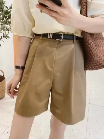 西装短裤女夏高腰2023夏季薄款休闲中裤阔腿显瘦宽松工装五分裤潮商品大图