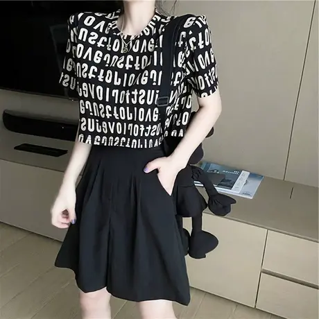 2023年春夏季新款女装别致设计感小众短款上衣服ins潮宽松短袖t恤商品大图