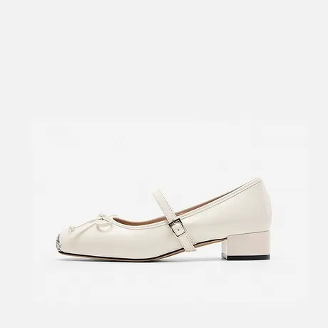 Nine West/玖熙2025年春季新款玛丽珍鞋女蝴蝶结一字扣带粗跟单鞋图片