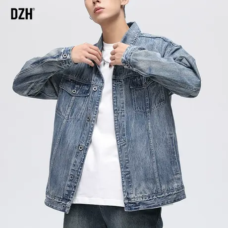 男士秋季工装牛仔夹克男潮牌宽松休闲大码外套2023年新款潮牌男装商品大图