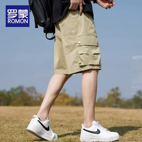罗蒙美式速干工装短裤男夏季新款宽松潮流直筒中裤男士休闲五分裤商品大图