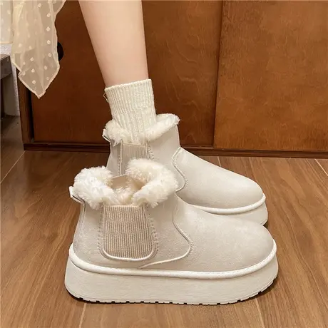 厚底雪地靴女款冬季2024新款加绒加厚保暖靴面包女鞋子东北大棉鞋商品大图
