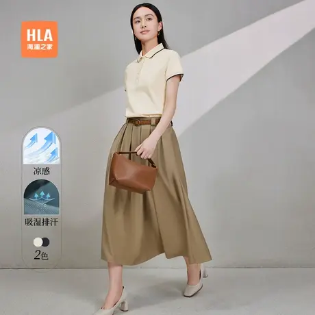 HLA/海澜之家凉感通勤短袖Polo2025夏季新款翻领商务时尚大方女装商品大图
