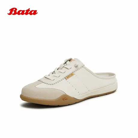 Bata休闲包头拖女2025夏商场新款牛皮凉拖鞋外穿一脚蹬AVB07BH5图片