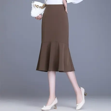 优雅修身鱼尾裙女半身裙春季2023新款高腰气质包臀裙中长款一步裙图片