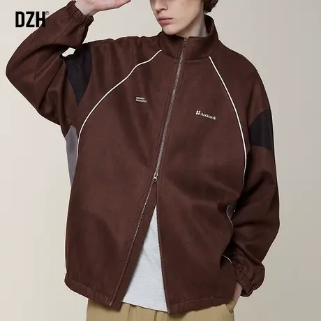 男士美式麂皮绒外套男春秋款潮高级感情侣装2023新款复古立领夹克商品大图