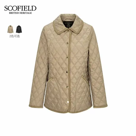 Scofield女装轻休闲风菱格棉服灯芯绒拼接廓形外套2025秋季新品图片
