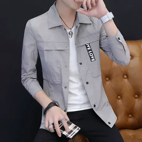 防晒衣服男韩版帅气夏季运动休闲透气夹克外套潮薄款修身男士褂子商品大图