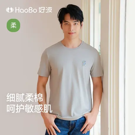 好波T恤夏季男士短袖t恤大码休闲宽松舒适大码打底T恤衫HBX2516商品大图
