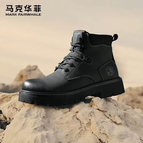 马克华菲马丁靴男士2025新款秋季复古户外工装靴厚底高帮真皮男靴商品大图