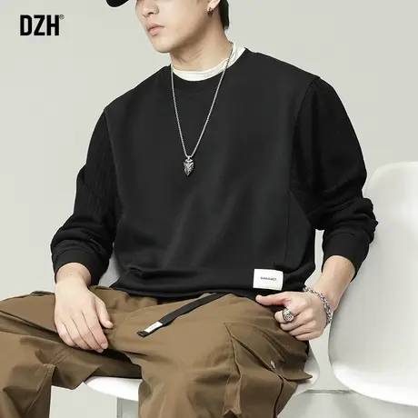 男士外套美式重磅黑色卫衣男潮牌宽松男装2023新款高级感情侣上衣商品大图