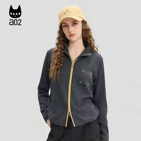 a02宽松立领毛衣女2025新款秋季针织衫外套通勤穿搭设计感上衣商品大图