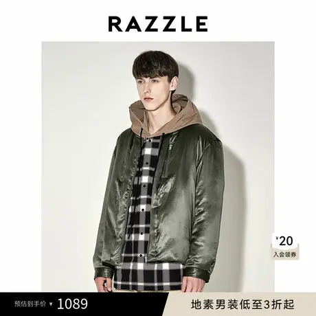 RAZZLE 地素男装短棉服冬季深灰色拉链装饰外套商品大图