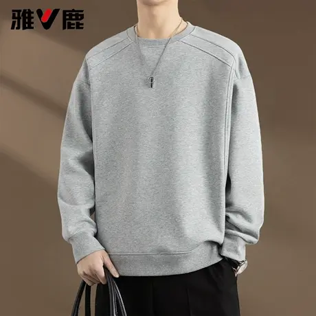 雅鹿简约百搭圆领长袖卫衣2026春新款男青年时尚潮牌高级感打底衫商品大图