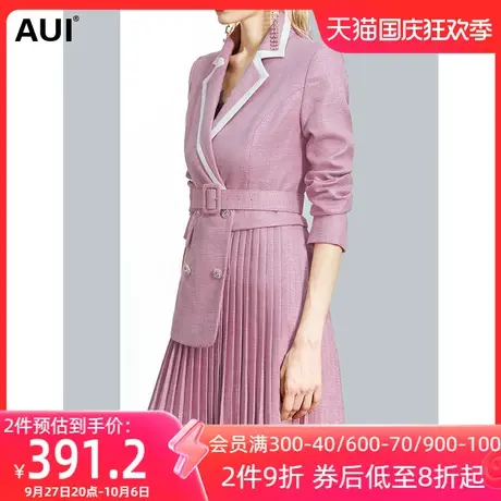 不规则设计感小众格子西装连衣裙女秋冬2023新款气质百褶西服外套图片