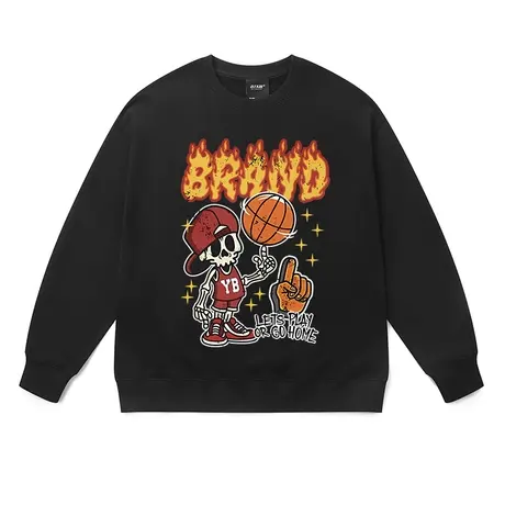 秋冬季美式重磅套头卫衣男潮牌西海岸hiphop痞帅高街落肩加绒外套商品大图