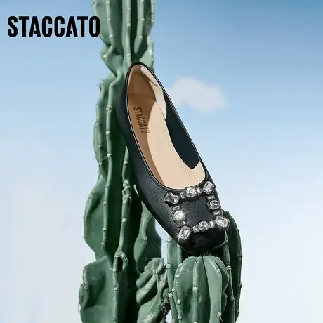 思加图新款奶油鞋通勤平底鞋单鞋方头一脚蹬气质女鞋9UR39AQ3商品大图