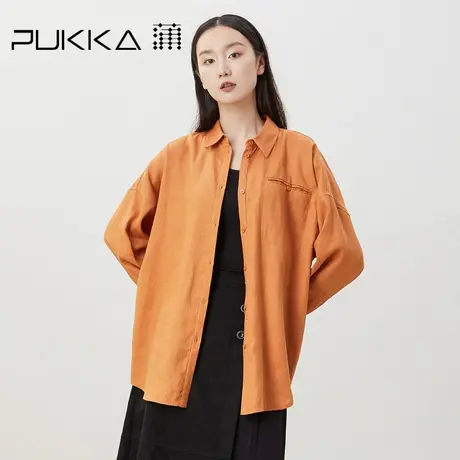 蒲PUKKA   天然苎麻通勤叠穿衬衫女设计感小众落肩袖上衣商品大图