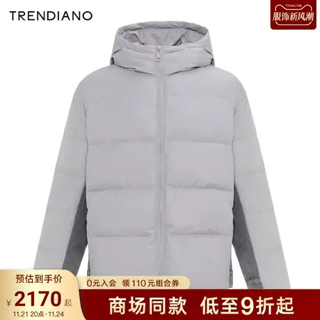 TRENDIANO经典系列牛仔拼接个性连帽羽绒外套男潮2023新款冬季图片