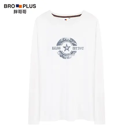 胖哥哥秋季新款纯棉大码长袖T恤男加肥加大宽松休闲运动潮流上衣图片