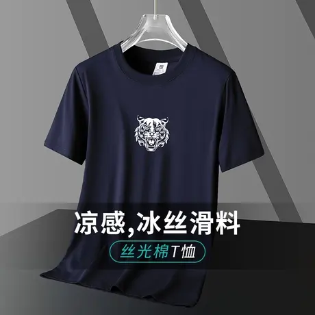 液氨丝光棉t恤男士短袖潮牌夏季速干冰丝凉感半袖上衣服印花体恤商品大图