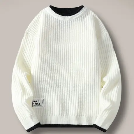 毛衣男秋冬季圆领韩版潮流打底针织衫青少年学生款加绒加厚羊毛衫商品大图