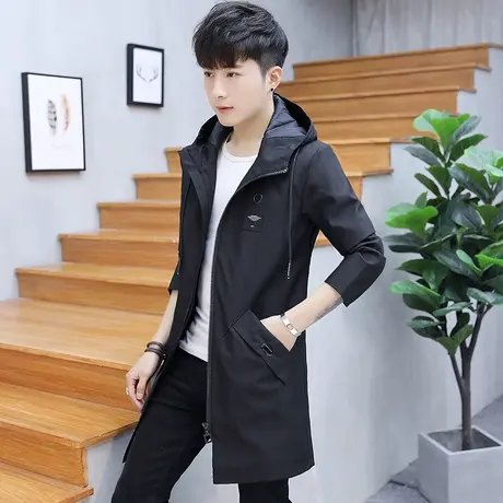 春装外套男韩版潮流修身薄衣服2025春秋季新款风衣男中长款 帅气商品大图