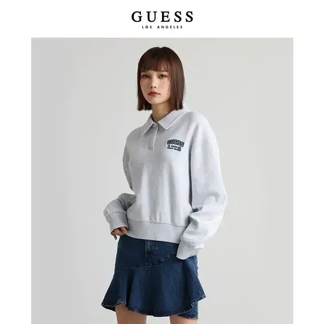 【38上新季】GUESS 女士时尚宽松休闲学院风翻领短款polo卫衣上衣商品大图